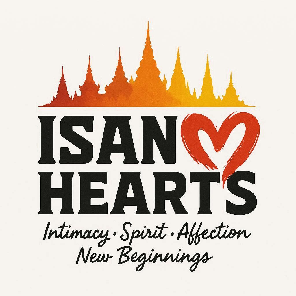 Isan Hearts logo with Thai temple silhouette and heart symbol